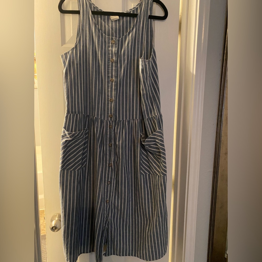 WOMENS STRIPE LOOSE/FLOWING MIDI DRESS